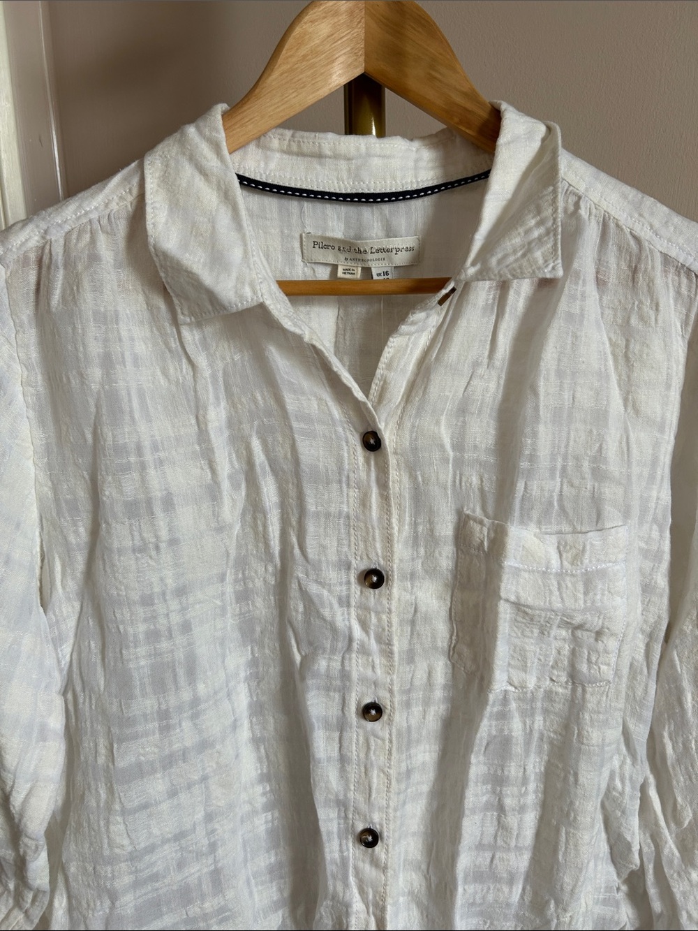 Anthropologie Pilcro and the letterpress Linen Shirt(size 12) - Picture 4 of 11
